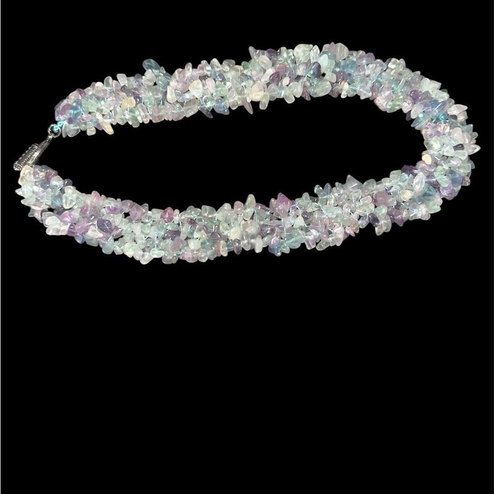 Beautiful Rainbow Fluorite Chips Necklace. 16 inches long. - Picture 6 of 6